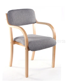 

Dining chair wood chair household modern simple single chair restaurant Nordic armrest stool against memorized table chair
