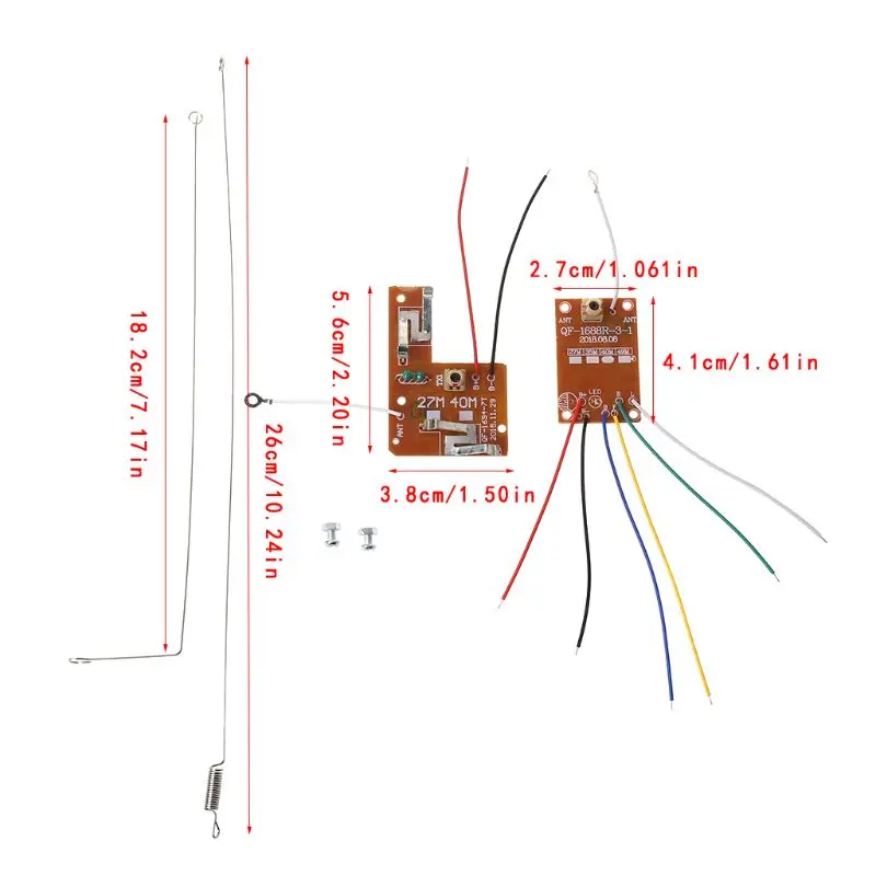 4CH RC Remote Control 27MHz Circuit PCB Transmitter and Receiver Board with Antenna Radio System for Car Truck Toy
