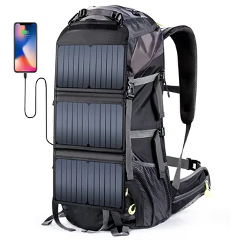 

New Solar Waterproof Mountaineering Bag Factory Outdoor Travel Backpack Large Capacity 68L with USB Charging Interface Daypack