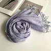 Écharpe en lin de couleur unie pour femmes, turban hijab