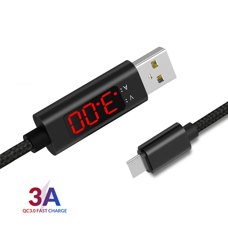 3A Напряжение Ток дисплей Нейлон Плетеный 8 Pin Быстрая зарядка кабель для передачи
