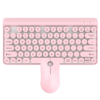 

L100 2.4G Slim Optical Wireless Keyboard and Mouse Mini Multimedia Keyboard Mouse Combo Set for PC Laptop(Pink)
