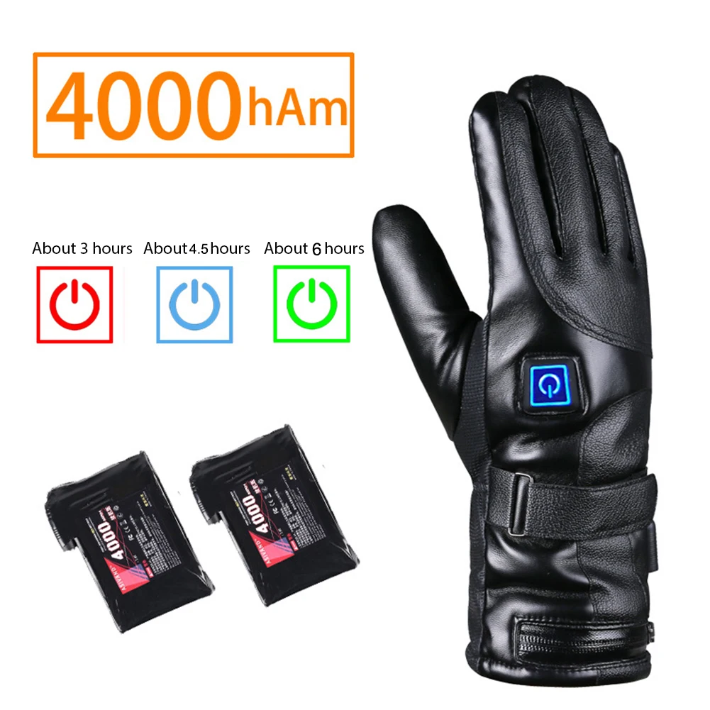 Men Women Rechargeable Electric Warm Heated Gloves Battery Powered Heat