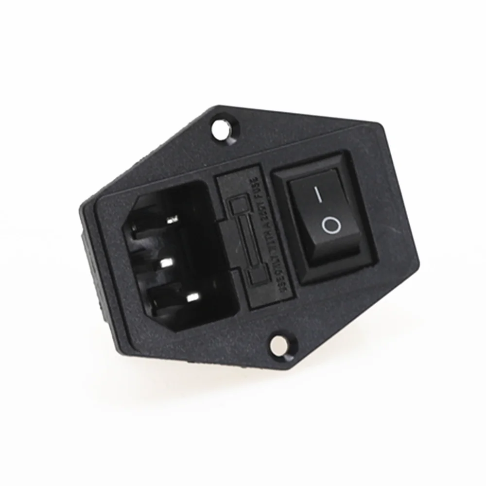 1 шт. AC-01A клавишный выключатель питания ИЭК 3 Pin 320 C14 на входе Мощность переключатель розетки разъем 10A 250V - Цвет: Черный