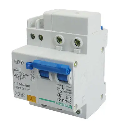 

6000A Breaking Capacity 2 Poles Earth Leakage Circuit Breaker AC 230V 32A