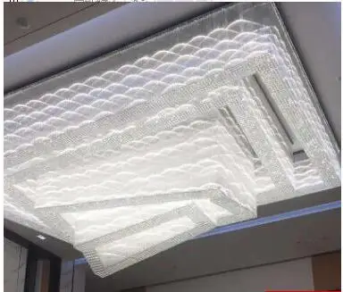 Led Large Ceiling Hotel Lobby Rectangular Crystal Lamp Sales Department Lobby Project Crystal Ceiling Ballroom Club