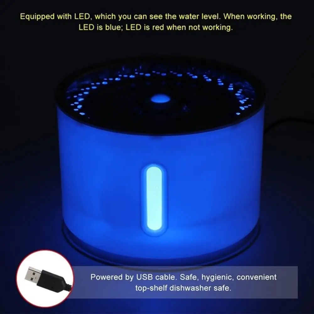 Светодиодный светильник дозатор воды для собак пластиковый гигиенический питомец фонтаны котенок Электрический креативный Кот очиститель воды чаша
