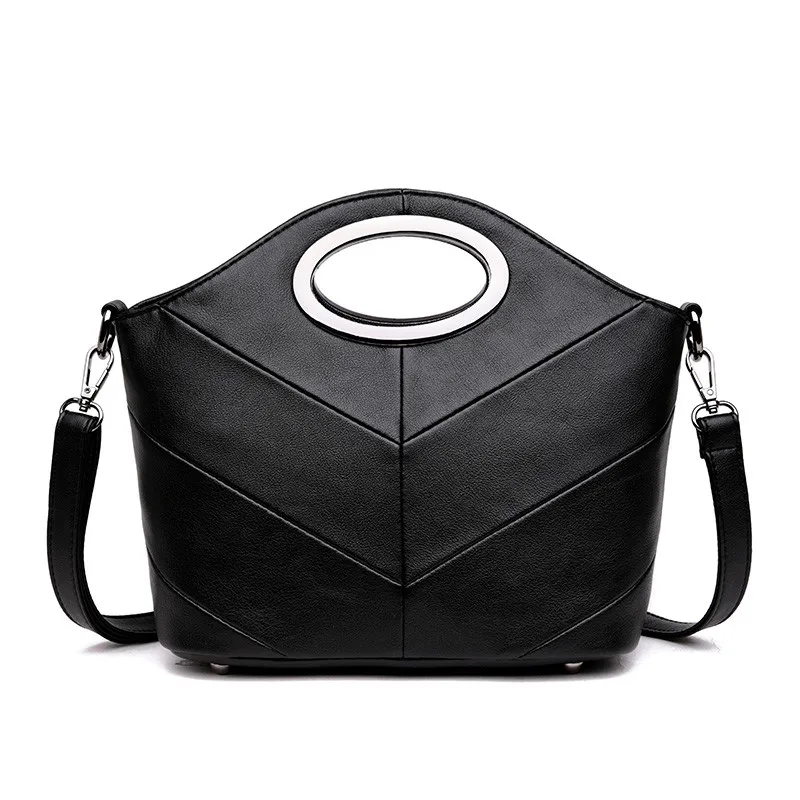 Новые женские ручные сумки-шопперы для женщин роскошные кожаные сумки в стиле пэчворк женские сумки дизайнерские женские сумки - Цвет: Black