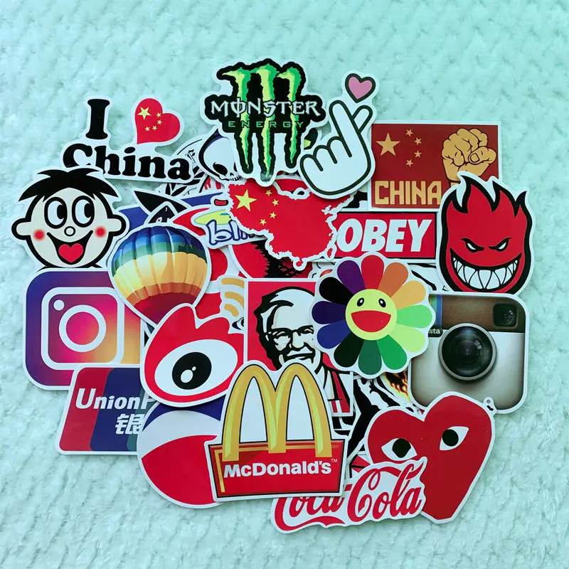 

100Pc Fashion Brand Logo Stickers Vintage Stickers Scrapbooking Cola Travel Sticker DIY Toy Sticker For Laptop Fridge Skateboard