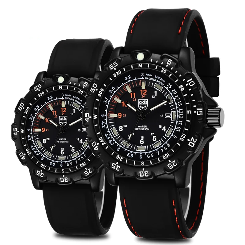 

Sports Watch Compass Military Men's Watch Luxury Wristwatch Silicone Quartz Watch Date Clock Army Steel reloj hombre