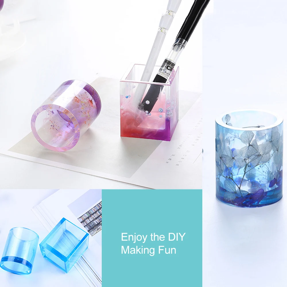 DIY силиконовые формы для изготовления поделок украшения ручка контейнер Органайзер квадратная/круглая форма смола эпоксидная форма карандаш держатель для хранения