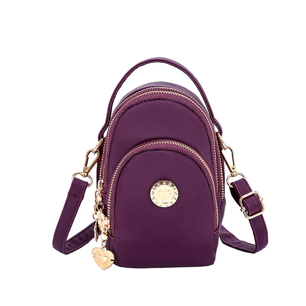 

Aelicy Universal Nylon Handbag Shoulder Bag Mobile Phone Pouch Case Multiple Zipper Messenger Bag With Headphone Hole