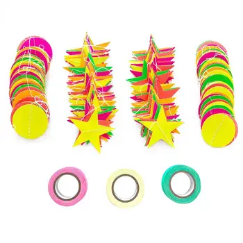 

Fluorescent Paper Set Reusable Colorful Five-pointed Star Paper Garland for Birthday Party Wedding