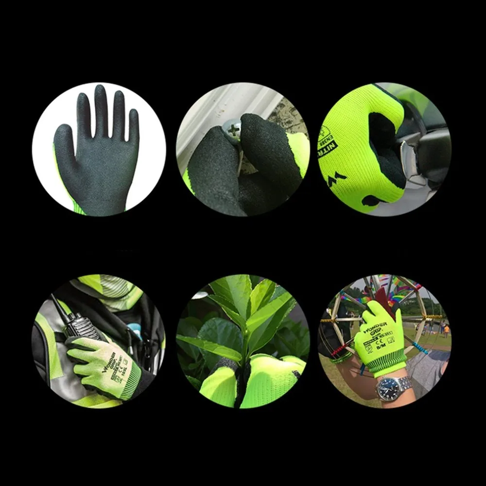 WG-500 садовая Защитная перчатка нейлон Non-slip масло устойчив к атмосферным воздействиям и износостойкие с нитриловым покрытием труда страхование поставок рабочие перчатки