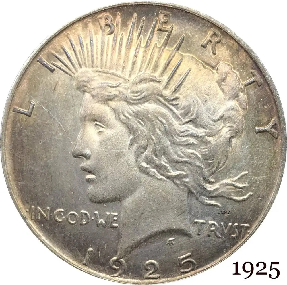 Соединенные Штаты Америки 1925 Liberty Coin In God We Trust 1 One Peace Dollar Мельхиор посеребренные