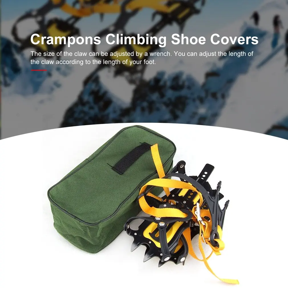 Adjustable Ice Snow Anti-slip 10 Toothed Stainless Steel Crampons Shoe Covers Outdoor Climbing Anti-skid Crampons Shoes