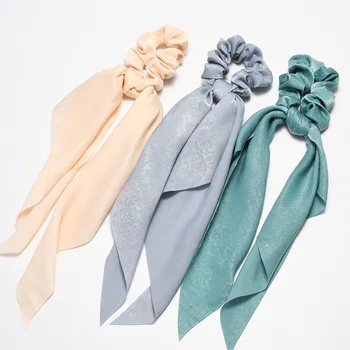 

New large streamers hair ring fashion ribbon hair band headband ponytail tie solid color headdress girl hair accessories