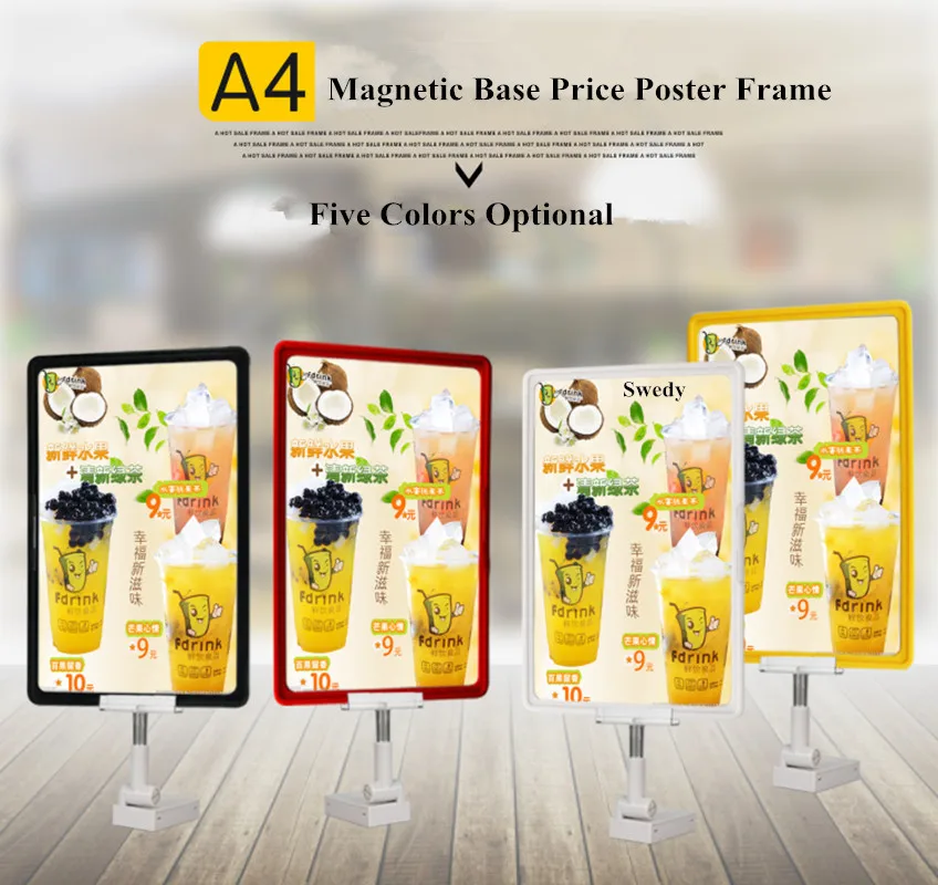 A4 Double Side Magnetic Supermarket Price Label Poster Frame Promotion POP Warehouse Sign Holder Stand 2pcs magnetic price tags warehouse classification labels convenient sign holders supermarket supply