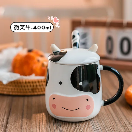 ASHE Cow Mug – 11 Oz. White Ceramic Coffee Cup, Funny Cow Design, Dishwasher Safe, Great Farmer Gift
