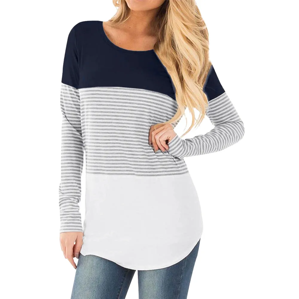 Блузка для беременных; коллекция 2019Top; блузка в полоску с длинными рукавами для беременных и кормящих мам; одежда для женщин; Ropa Embarazada - Цвет: Navy