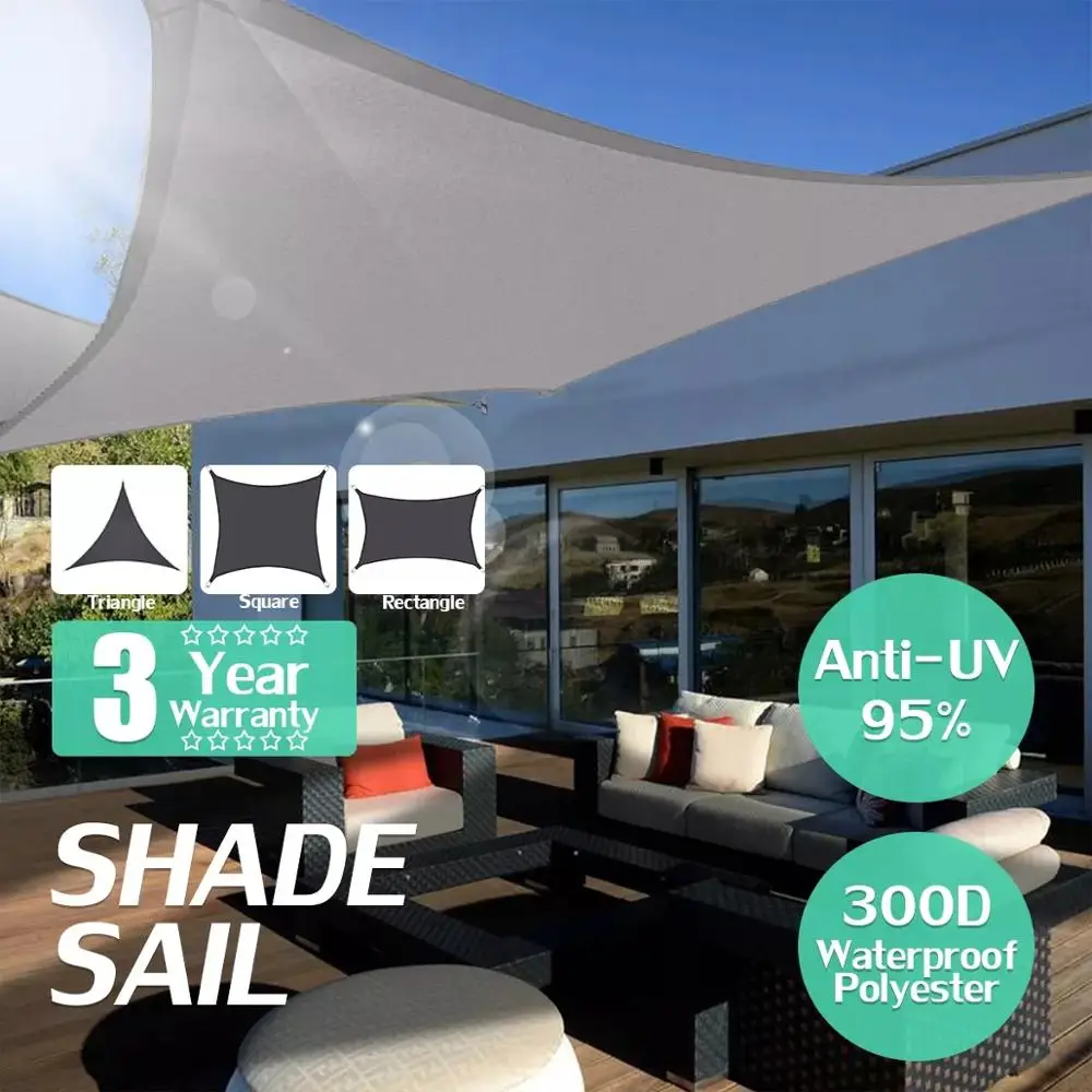 Toldo Oxford impermeable cuadrado, vela para sombra del sol, jardín, terraza, natación, exteriores, acampada, color gris