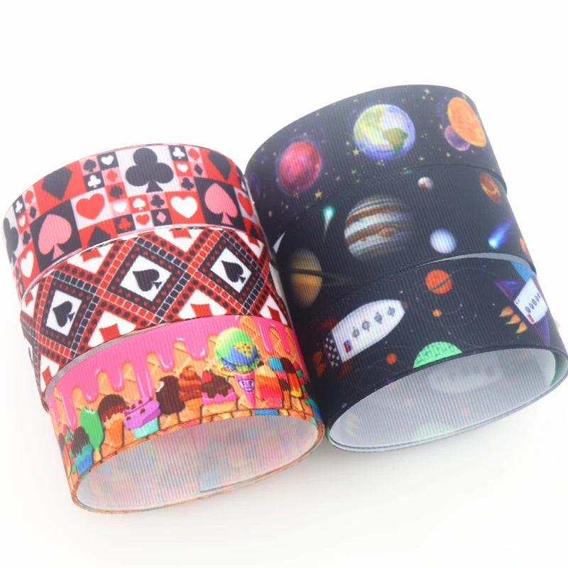 DHK 7/8'ɵyards Space Cupcake Cards Printed Grosgrain Ribbon Accessory Hairbow Headwear Decoration DIY Wholesale OEM C1888 | Дом и сад