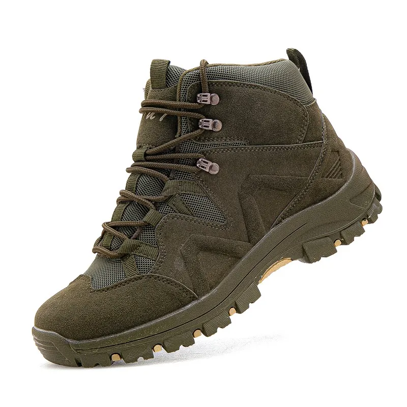 Men Tactical Boots Army Boots Military Desert Waterproof Work Safety Shoes Climbing Hiking Sport Shoes Ankle Men's Outdoor Boots - Цвет: green