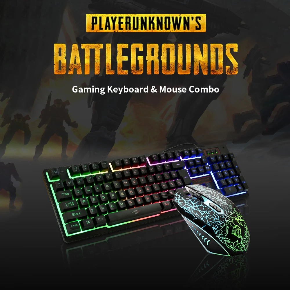 Keyboard and Mouse Combo N-Key Rollover Wired Gaming Mouse Silent Office Keyboard RGB 2400Dpi Silent Gaming Mouse Set For PC