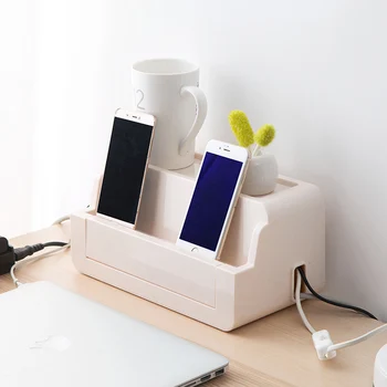 

New Desk Power Cable Socket Boxes Mobile Phone Charging Bracket Cable Storage Box Wire Management Socket Safety Tidy Organizer