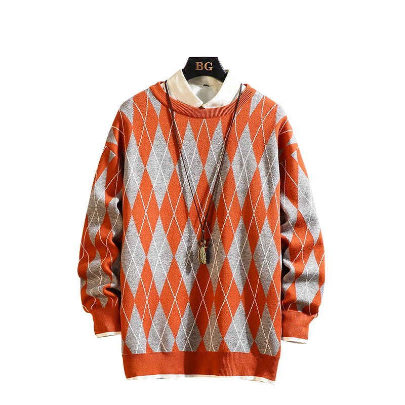 ^*Best Offers 2019 Autumn Winter Christmas Casual O-Neck Patchwork Pullover Sweater Men Turtleneck Fashion Brand Warm Pull