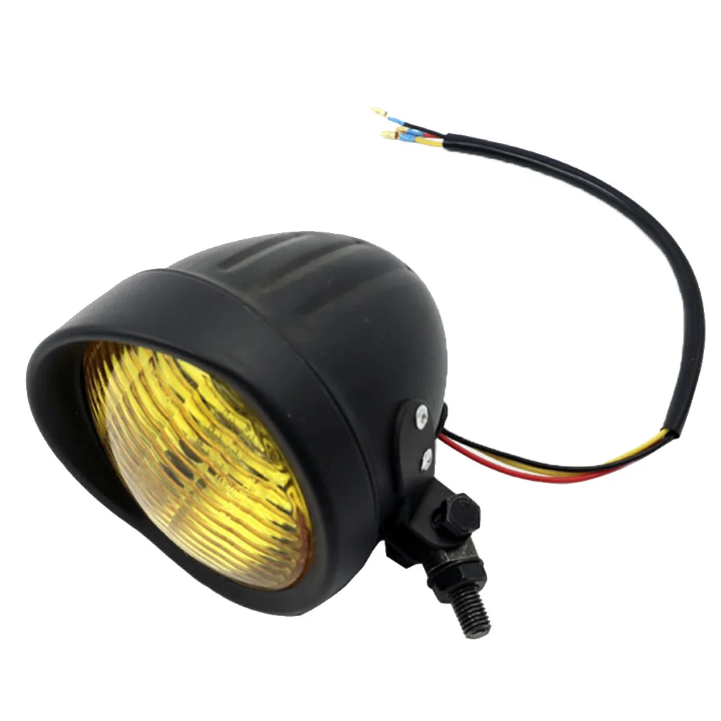 Black Mount Amber L 4 1/2 ''мотоцикл ретро светодиодный фара прозрачные линзы для Harley Cruiser Кафе Racer - Цвет: Black Mount Amber L