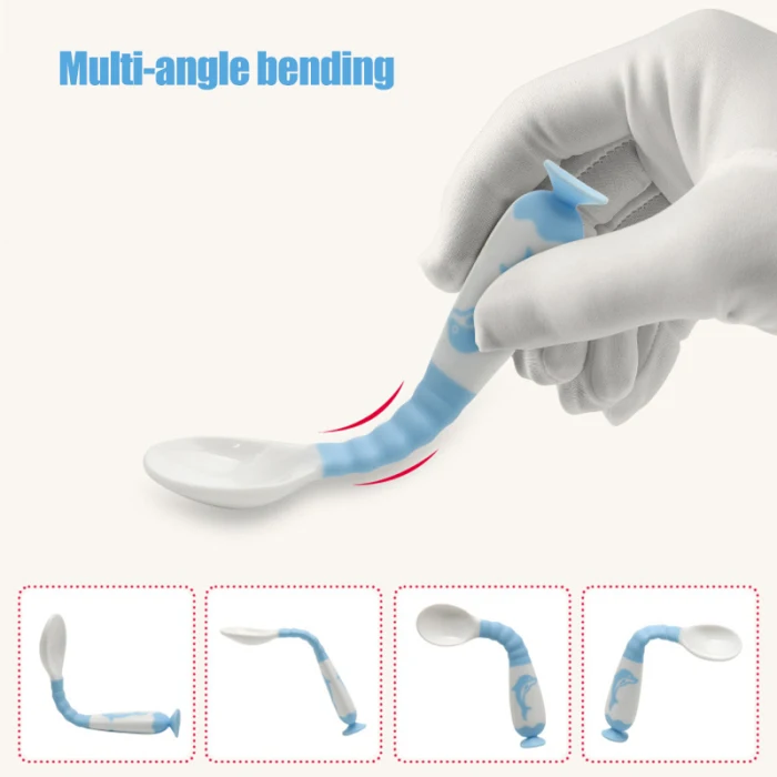 Baby Sucker Twist Spoon Fork Set Ergonomic Design Training Portable for Boys Girls E2S