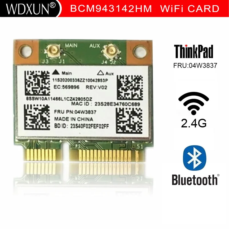 Broadcom Half Mini Pci-E Wireless Wlan Wi-Fi Card Bcm943142Hm 150Mbps Bt Bt 4.0 Per G400 G410 G500 G510 G405 G505 E431