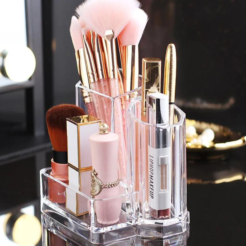 Transparent Makeup Brush Storage Box Organizer Acrylic Cosmetics Manager Jewelry Storage Box Office Supplies Business Card