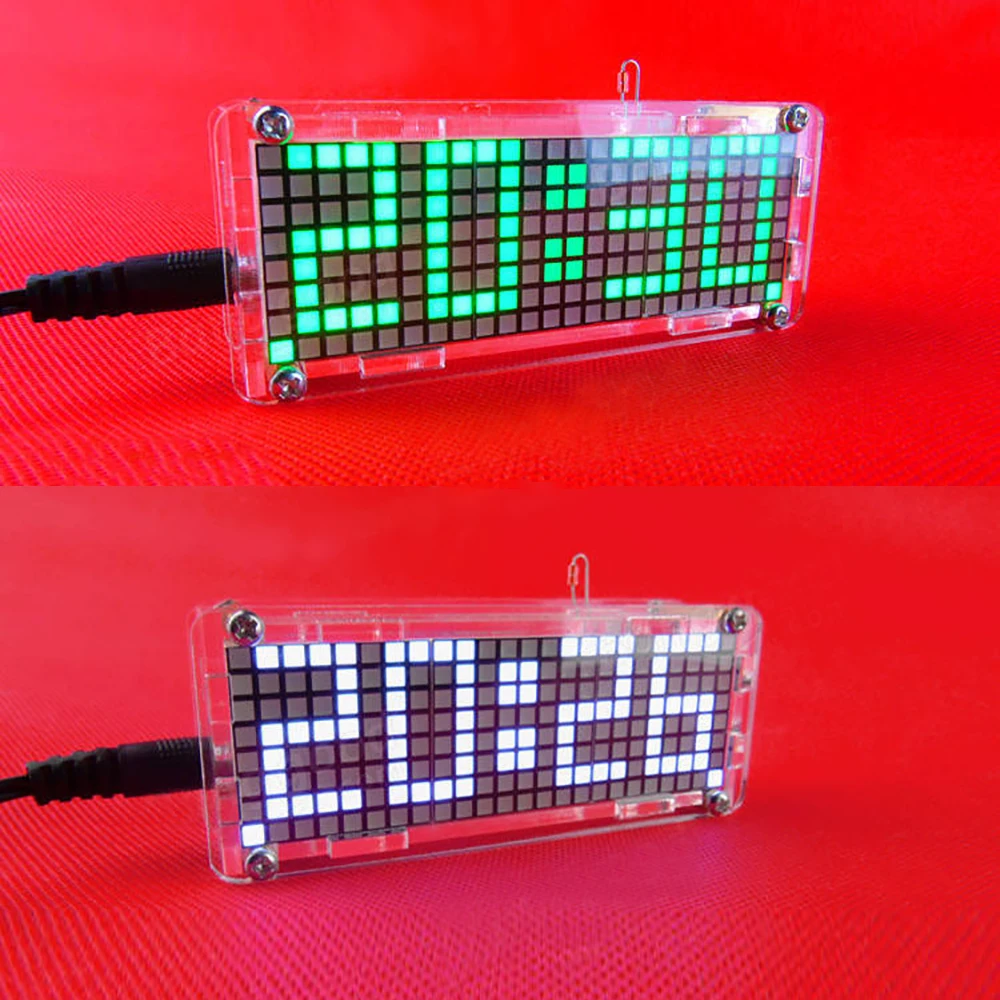 High Accuracy Digital Dot Matrix LED Alarm Clock DIY Kit with Transparent Case Temperature Date Time Display