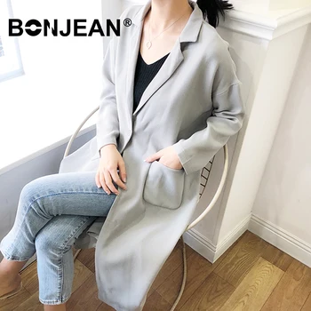 

Long Blazer Women Long Sleeve Gray Black Blazer Elegant Ladies Office Long Coat Outerwear Autumn Winter Z117