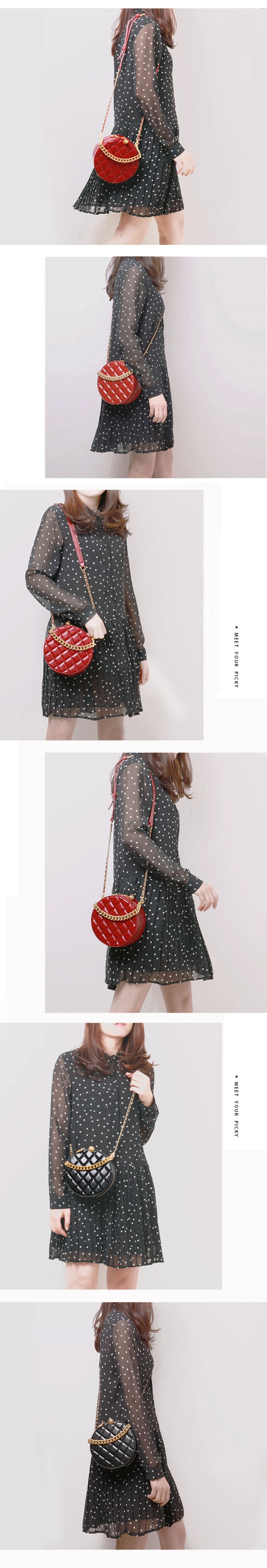 Genuine Leather Bags For Women High Quality Chains Messenger Bag Fashion Female Round Shoulder Bags Soft Messenger Bag Bolsas