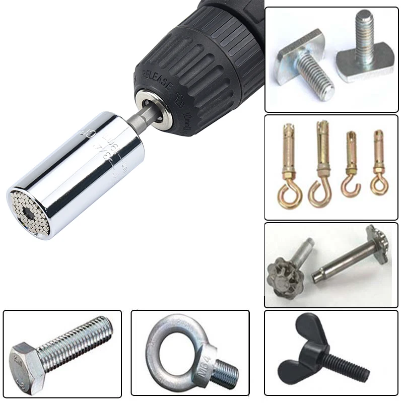 Торцевой ключ многоинструментальный трещотка Универсальная головка гаечного ключа 7-19 мм Универсальный торцевой болт с внутренним шестигранником стальная насадка для ключа