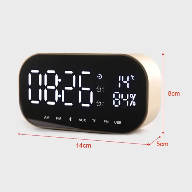 Mr 19 3 в 1 беспроводной Bluetooth 4,2 басовый двухканальный динамик светодиодный дисплей Будильник зеркальные часы USB радио Поддержка TF AUX термометр