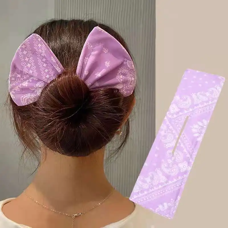 hair clips for thick hair Fashion Bun Hair Bands Women Summer Knotted Wire Headband Print Hairpin Braider Maker Easy To Use DIY Accessories hair band for women