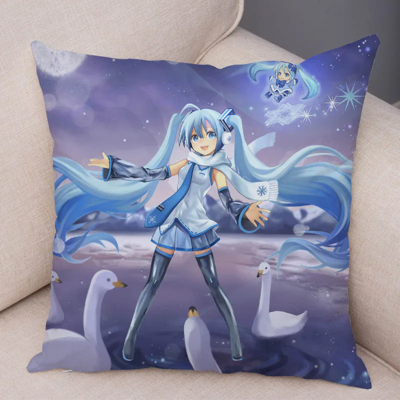 Милая Музыка Девушка VOCALOIDCushion чехол для дивана домашние подушки в автомобиль Чехлы 45x45 см Декор Hatsune Подушка «Мику Хацунэ» наволочка с мультяшным принтом - Цвет: 13