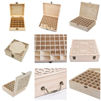 

9-25 Slots/Grids Essential Oil Bottle Wooden Storage Case Aromatherapy Oil Bottle Organize Tea Box Case