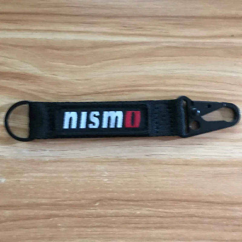 Половина круг сплава брелок нейлоновая ткань вышивка NISMO Эмблема гоночный JDM автомобильный брелок для ключей в виде пояса Подвеска для NISSAN Аксессуары - Название цвета: Черный