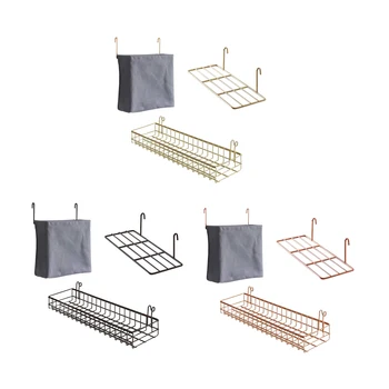 

3 Pcs Storage Rack Wall Grid Panel Basket Hanging Bag Display Shelf with Hooks Wall Organizer and Storage Shelf for Home Supplie