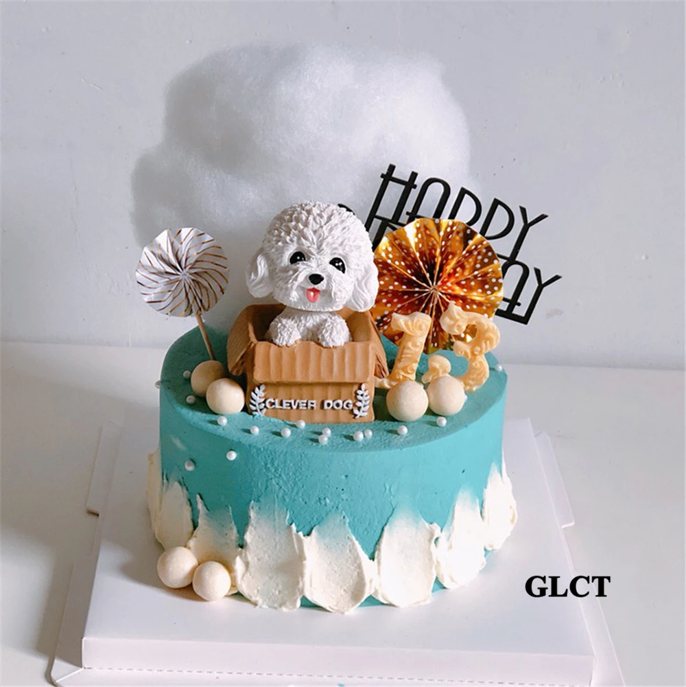Decoration De Cupcake Bouledogue Blanc Et Noir Jouets Pour Bebe De 1 An Decorations D Anniversaire Fournitures De Fete Aliexpress