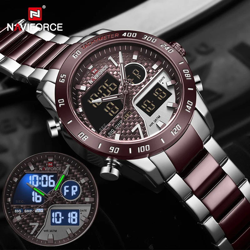 Часы наручные NAVIFORCE Мужские Цифровые модные повседневные светодиодные