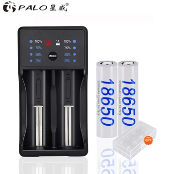 

PALO 2PCS 18650 battery 3200mah 3.7v 18650 rechargeable battery with USB charger for 3.7v lithium battery 14500 18500 18650