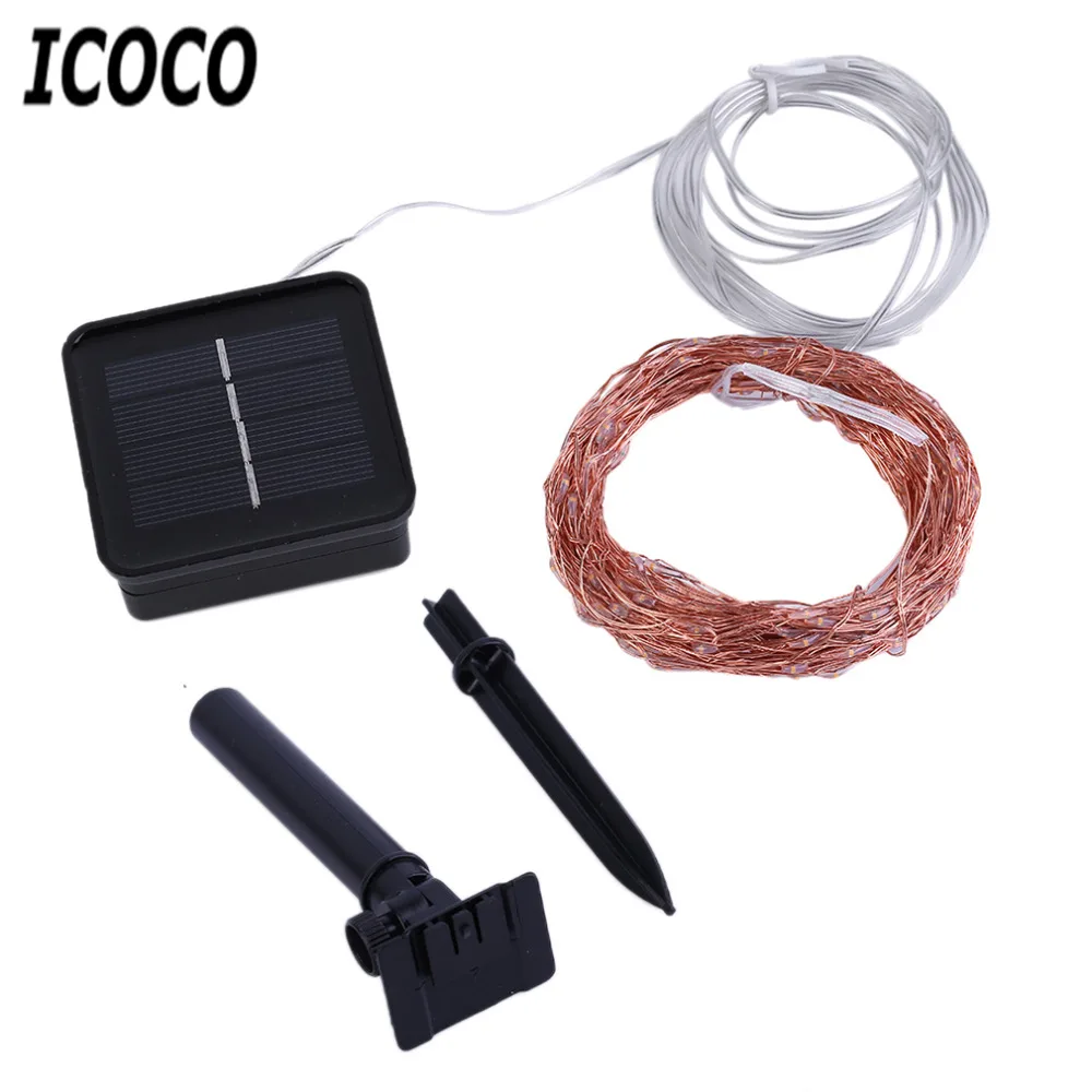 ICOCO Солнечный открытый теплый белый 6 м 120LED медный провод открытый струнный Сказочный светильник с 2 светильник ing режимы окружающей среды