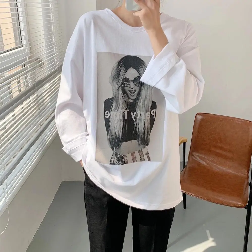 Spring Women's Long Sleeve Streetwear Cotton Tee