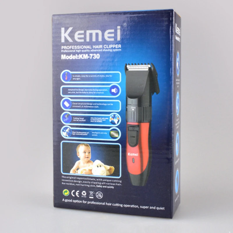 Kemei дизайн перезаряжаемая машинка для стрижки волос Электрический триммер для стрижки волос Машинка для стрижки бороды Парикмахерская Бритва для мужчин стильные инструменты F30 - Цвет: with box